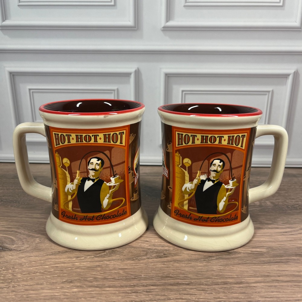 Warner Bros Polar Express Hot Hot Hot Mug‎ Brown 12oz Hot Chocolate Set of 2